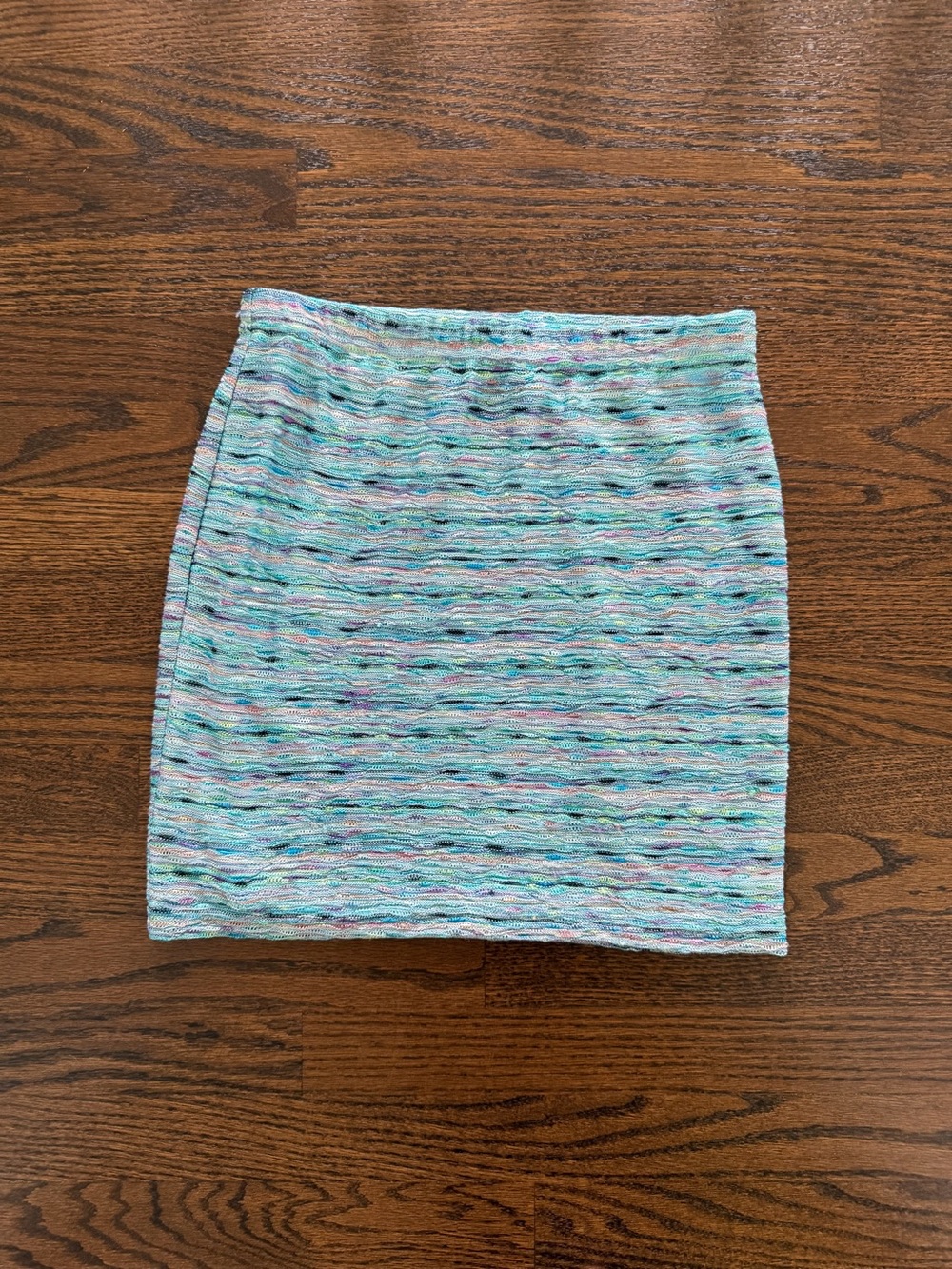 Aqua Multi-Stripe Knit Mini Skirt